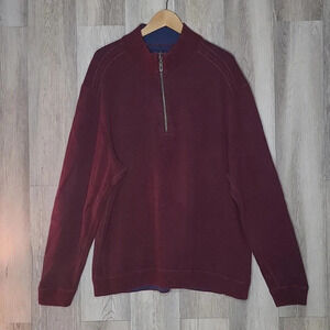 🛍Tommy‎ Bahama Flipshore Reversible Maroon Quarter Zip Long Pullover Mens